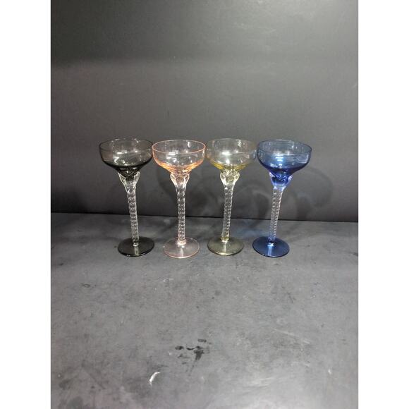 Blefeld Italian Glass Twisted Stem Champagne Glasses, Set Of 4 Elegant Drinkware - Picture 1 of 9